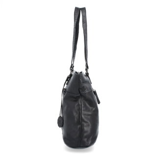 Velká kožená kabelka s kapsami na zip Noelia Bolger materiál kůže zapínání na zip barva černá velikost velká NB 2104 C Z boku