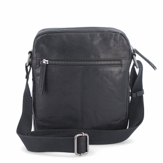 Kožená crossbody taška Poyem materiál kůže barva černá velikost malá 2200 Poyem C Zezadu