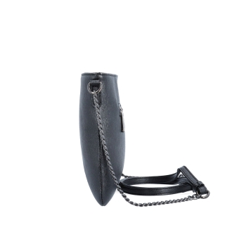 Elegantní crossbody kabelka s jemným leskem Le Sands materiál syntetická kůže zapínání na zip barva černá velikost malá 4608 C Z boku