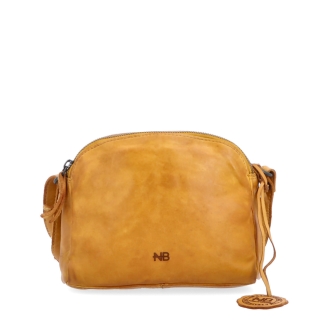 Kvalitní kožená crossbody kabelka Noelia Bolger materiál kůže zapínání na zip barva žlutá velikost malá NB 2408 ZLU Zepředu