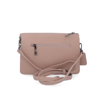 Elegantní crossbody kabelka Noelia Bolger materiál kůže zapínání na zip barva nude velikost malá NB 0042 N Zezadu
