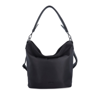 Elegantní dámská kabelka se dvěma popruhy Carmelo materiál nylon zapínání na zip barva černá velikost střední 6603 C Zepředu