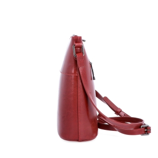 Luxusní kožená crossbody kabelka Noelia Bolger materiál kůže zapínání na zip barva červená velikost malá NB 0077 TCV Z boku