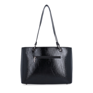 Stylová shopper kabelka přes rameno LeSands materiál syntetická kůže zapínání na zip barva černá velikost velká 4641 C Zezadu
