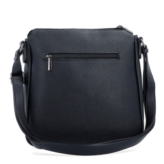 Střední crossbody kabelka s přední kapsou na cvoček Carmelo materiál syntetická kůže zapínání na zip barva černá velikost střední 4331 C Zezadu