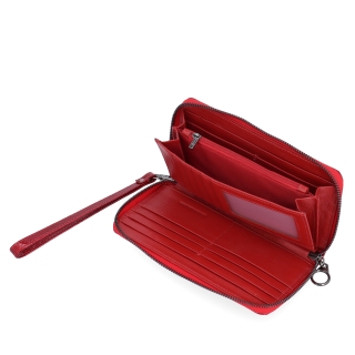 Elegantní dámská lakovaná peněženka Carmelo materiál kůže zapínání na zip barva červená velikost velká 2102 Z CV Shora