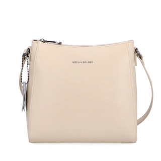 Kožená kabelka crossbody Noelia Bolger Noelia Bolger materiál kůže zapínání na zip barva béžová velikost malá NB 0097 BE Zepředu