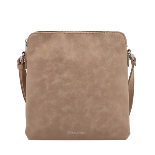 Menší crossbody kabelka z hebkého materiálu Tangerin materiál syntetická kůže zapínání na zip barva béžová velikost malá 7017 SAN Zepředu