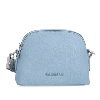 Malá crossbody kabelka s širokým popruhem Carmelo materiál syntetická kůže zapínání na zip barva modrá velikost malá 4355 SM Zepředu