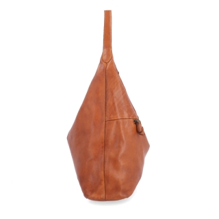 Velká kožená hobo kabelka přes rameno Noelia Bolger materiál kůže zapínání na zip barva koňaková velikost velká NB 2423 KO Z boku