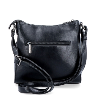 Minimalistická crossbody kabelka do města Le Sands materiál syntetická kůže zapínání na zip barva černá velikost malá 7706 C Zezadu