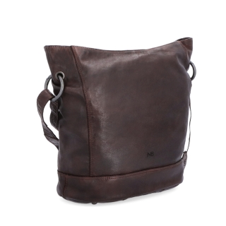 Kožená crossbody kabelka s designovým prošitím Noelia Bolger materiál kůže zapínání na zip barva hnědá velikost střední NB 2089 H