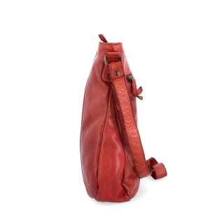 Kožená crossbody kabelka s prošíváním Noelia Bolger materiál kůže zapínání na zip barva červená velikost střední NB 2002 CV Z boku