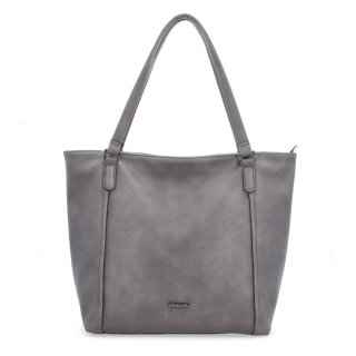 Velká shopper kabelka s jemným prošitím Tangerin materiál syntetická kůže zapínání na zip barva šedá velikost velká 8024 TS Zepředu