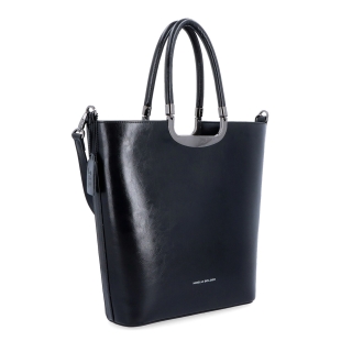 Velká kožená shopper kabelka Noelia Bolger materiál kůže zapínání na zip barva černá velikost velká NB 0093 C
