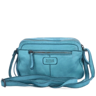 Minimalistická kožená crossbody kabelka Noelia Bolger materiál kůže zapínání na zip barva tyrkysová velikost malá NB 2407 TYR Zezadu