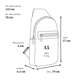 Praktický bodybag na zip Carmelo materiál syntetická kůže zapínání na zip barva černá velikost střední 4356 C Rozměry
