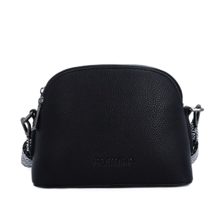 Malá crossbody kabelka s širokým popruhem Carmelo materiál syntetická kůže zapínání na zip barva černá velikost malá 4355 C Zepředu