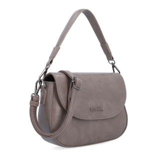 Stylová crossbody kabelka s klopou Le Sands materiál syntetická kůže zapínání s klopou barva taupe velikost malá 7730 T