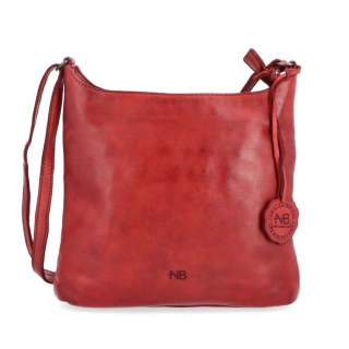 Kožená crossbody kabelka pro každý den Noelia Bolger materiál kůže zapínání na zip barva červená velikost malá NB 2404 CV Zepředu