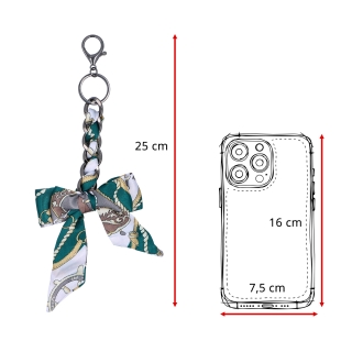 Přívěsek na kabelku s mašlí a karabinkou Indee materiál textil barva multicolor D014