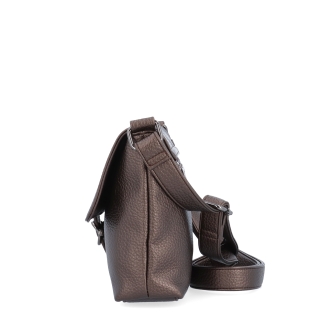 Elegantní crossbody kabelka s klopou Le Sands materiál syntetická kůže zapínání s klopou barva metalická velikost malá 4652 BR Z boku