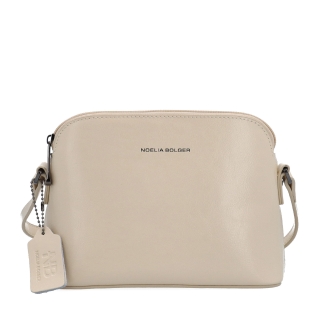 Luxusní malá kožená crossbody kabelka Noelia Bolger materiál kůže zapínání na zip barva béžová velikost malá NB 0080 BE Zepředu