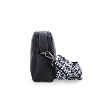 Malá crossbody kabelka svýrazným popruhem Tangerin materiál syntetická kůže zapínání na zip barva černá velikost malá 8044 C Z boku