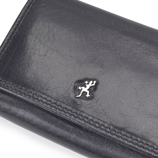 Stylová kožená peněženka Cosset materiál kůže zapínání na cvoček barva černá velikost střední 4511 Komodo C Logo