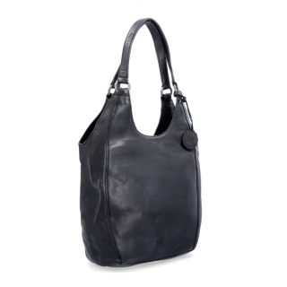 Elegantní kožená shopper kabelka s prošitím Noelia Bolger materiál kůže zapínání na zip barva černá velikost střední NB 2044 C
