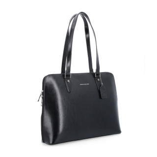 Elegantní kožená kabelka Noelia Bolger materiál kůže zapínání na zip barva černá velikost velká NB 0057 C