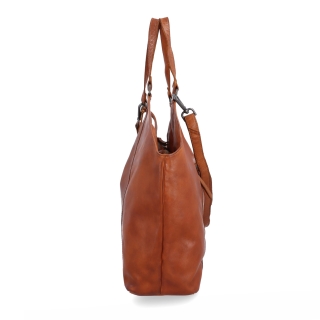 Velká kožená kabelka s uchy a crossbody popruhem Noelia Bolger materiál kůže zapínání na zip barva koňaková velikost velká NB 2429 KO Z boku