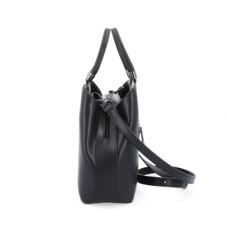 Elegantní kožená kabelka Noelia Bolger materiál kůže zapínání na zip barva černá velikost střední NB 0054 C Z boku