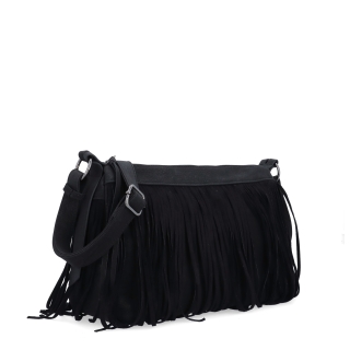 Stylová crossbody kabelka s třásněmi Carmelo materiál syntetická kůže zapínání na zip barva černá velikost střední 4674 C