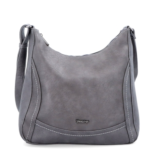Městská crossbody kabelka ze syntetické kůže Tangerin materiál syntetická kůže zapínání na zip barva šedá velikost střední 8046 TS Zepředu