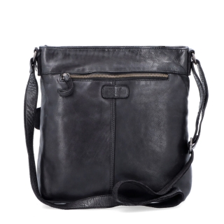Kožená vintage crossbody s kapsami Noelia Bolger materiál kůže zapínání na zip barva černá velikost střední NB 2006 C Zezadu