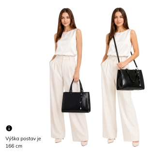 Kabelka do ruky s odnímatelným crossbody popruhem a přívěskem Le Sands materiál syntetická kůže zapínání na zip barva hnědá velikost střední 4638 H Na postavě