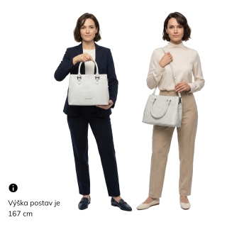 Kožená kabelka do práce i na schůzky Noelia Bolger materiál kůže zapínání na zip barva bílá velikost střední NB 0113 OW Na postavě