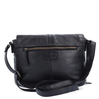 Kožená crossbody kabelka s klopou Noelia Bolger materiál kůže zapínání s klopou barva černá velikost střední NB 2416 C Zezadu
