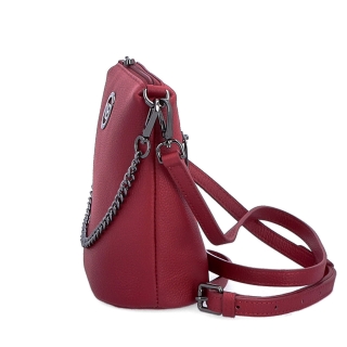 Malá kožená crossbody kabelka s výrazným řetízkem Noelia Bolger materiál kůže zapínání na zip barva červená velikost malá NB 3016 CV Z boku