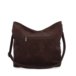 Stylová crossbody kabelka s odepínacím řetízkem Carmelo materiál syntetická kůže zapínání na zip barva hnědá velikost střední 4660 H Zezadu