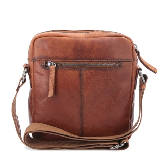 Kožená crossbody taška Poyem materiál kůže barva koňaková velikost malá 2206 Poyem KO Zezadu