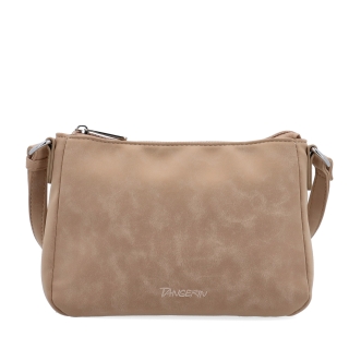 Malá minimalistická crossbody kabelka s hebkým povrchem Tangerin materiál syntetická kůže zapínání na zip barva béžová velikost malá 7016 SAN Zepředu