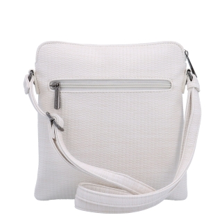 Minimalistická crossbody kabelka s jemným vzorem Carmelo materiál syntetická kůže zapínání na zip barva béžová velikost malá 4397 K Zezadu
