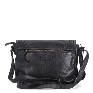 Designová kožená crossbody kabelka s klopou Noelia Bolger materiál kůže zapínání na zip barva černá velikost malá NB 2026 C Zezadu