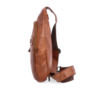 Kožený crossbody bodybag s variabilním nošením Noelia Bolger materiál kůže zapínání na zip barva koňaková velikost malá NB 2034 KO Z boku