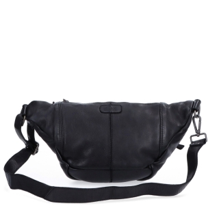 Moderní kožená crossbody ledvinka se dvěma zipy Noelia Bolger materiál kůže zapínání na zip barva černá velikost střední NB 2035 C Zezadu