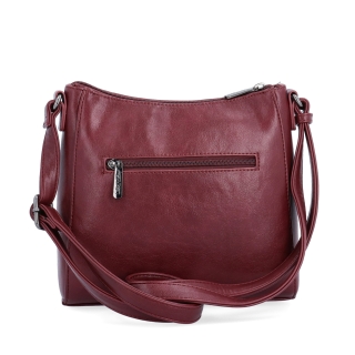 Minimalistická crossbody kabelka do města Le Sands materiál syntetická kůže zapínání na zip barva vínová velikost malá 7706 BO Zezadu
