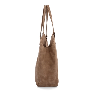 Prostorná elegantní kabelka přes rameno Tangerin materiál syntetická kůže zapínání na zip barva taupe velikost velká 1106 T Z boku