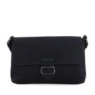 Elegantní crossbody kabelka s klopou Le Sands materiál syntetická kůže zapínání s klopou barva černá velikost malá 4652 C Zepředu